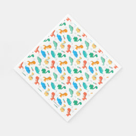Servilleta De Papel Patrón ilustrado de dinosaurios de color lindo