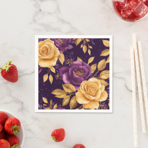 Servilleta De Papel patrón ininterrumpido con flores púrpura