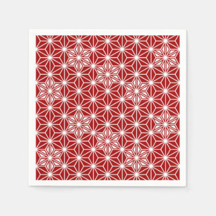 Servilleta De Papel Patrón japonés de Asanoha - rojo oscuro