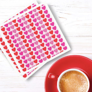 Servilleta De Papel Patrón juguetón de corazones fucsia rosa rojo para