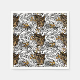 Servilleta De Papel Patrón Leopard & Peonies