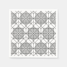 Servilleta De Papel Patrón lineal abstracto de color blanco y negro vi