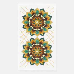 Servilleta De Papel Patrón Mandala 02 en amarillo y marrón