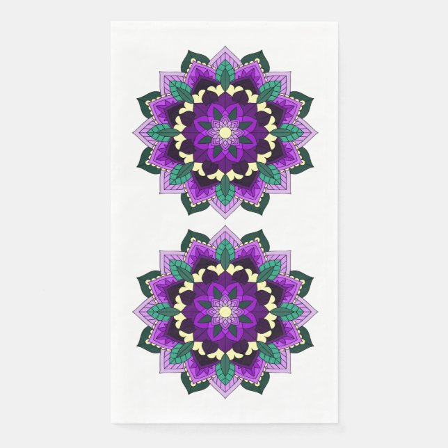 Servilleta De Papel Patrón Mandala 02 en morado (Anverso)