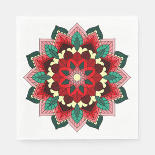 Servilleta De Papel Patrón Mandala 02 en rojo