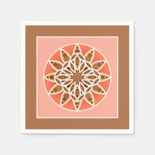 Servilleta De Papel Patrón Mandala en chocolate, caramelo y coral
