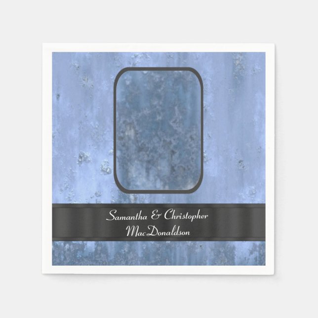 Servilleta De Papel Patrón metalizado de ruinas azules (Anverso)