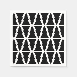 Servilleta De Papel Patrón minimalista de árbol de Navidad blanco y ne