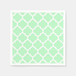 Servilleta De Papel Patrón Mint White Moroccan Quatrefoil #5