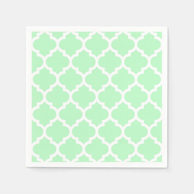 Servilleta De Papel Patrón Mint White Moroccan Quatrefoil #5 (Anverso)