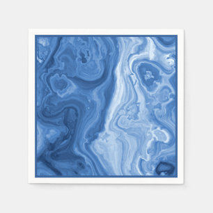 Servilleta De Papel Patrón moderno Azure Blue Malachite Marble Swirls