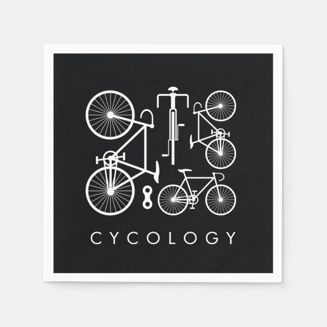 Servilleta De Papel Patrón moderno de bicicletas en blanco y negro (Anverso)