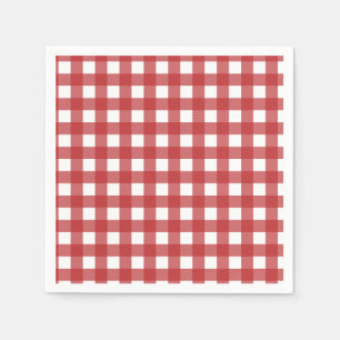 Servilleta De Papel Patrón moderno de gingham rojo oscuro y blanco cla