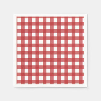 Servilleta De Papel Patrón moderno de gingham rojo oscuro y blanco cla