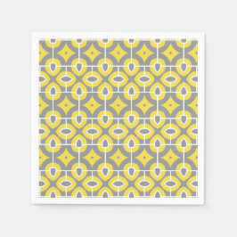 Servilleta De Papel Patrón moderno de gris y mosaico blanco