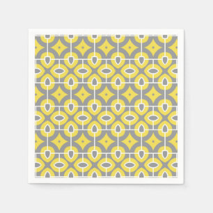 Servilleta De Papel Patrón moderno de gris y mosaico blanco