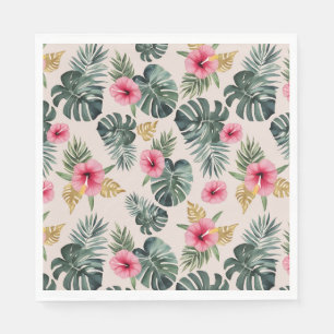 Servilleta De Papel Patrón Monstera e Hibiscus
