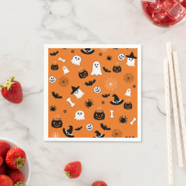Servilleta De Papel Patrón naranja sin fisuras de fantasmas espeluznan