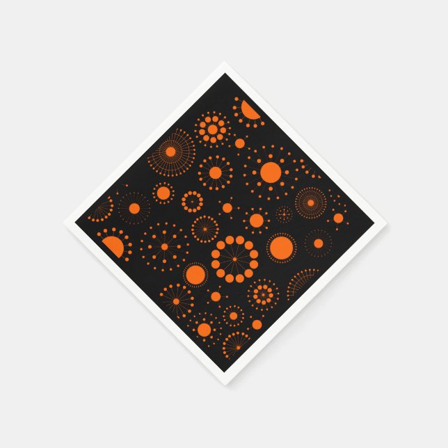 Servilleta De Papel Patrón Naranja Y Círculos Negros De Halloween (Borde)