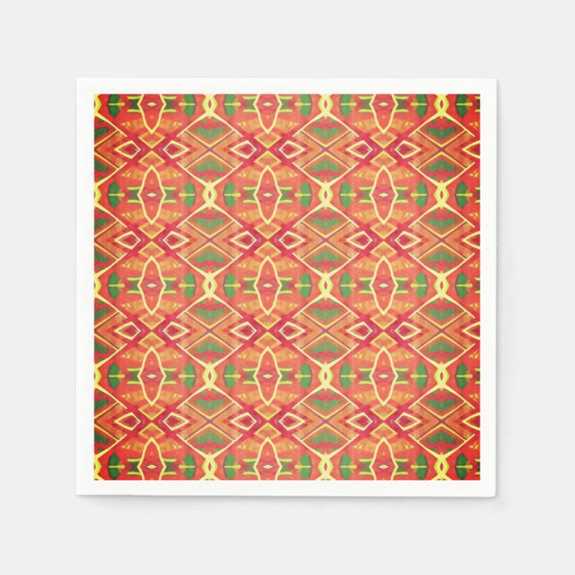 Servilleta De Papel patrón naranja y verde (Anverso)