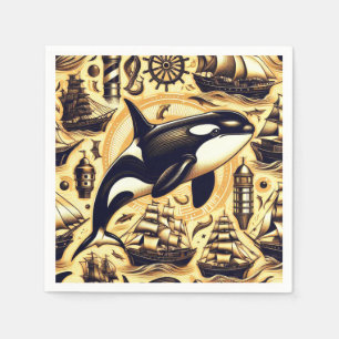 Servilleta De Papel Patrón naumático de orca vintage