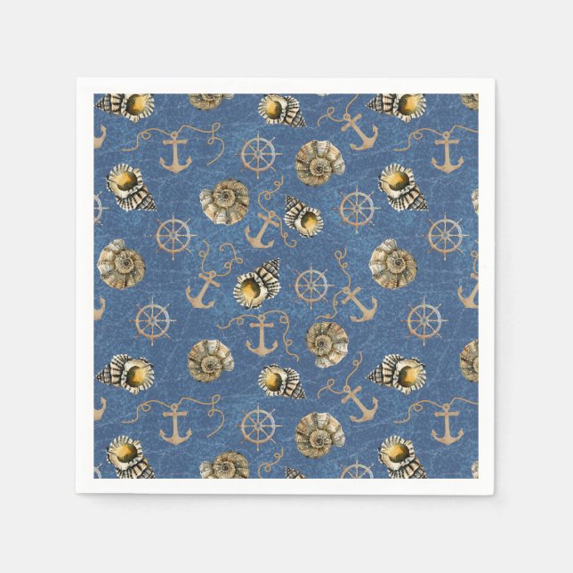 Servilleta De Papel patrón náutico azul (Anverso)