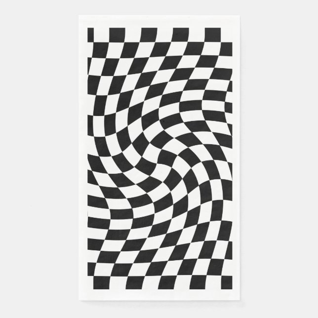 Servilleta De Papel Patrón negro y blanco retorcido (Anverso)