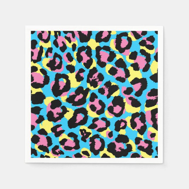 Servilleta De Papel Patrón Neon Leopard Spots (Anverso)