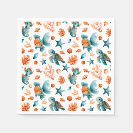 Servilleta De Papel Patrón oceánico de los animales marinos acuáticos