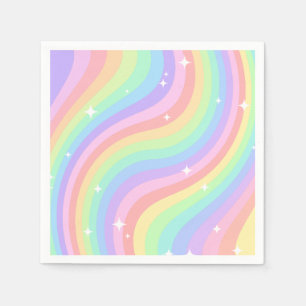 Servilleta De Papel Patrón ondulado arcoíris pastel retro con estrella