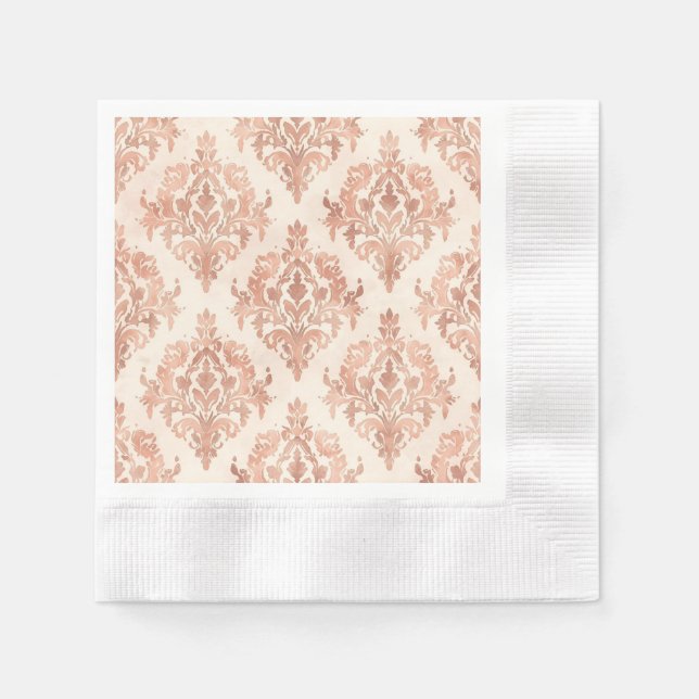 Servilleta De Papel Patrón Ornamental de Acuarela de Damasco de Meloco (Anverso)