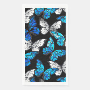 Servilleta De Papel Patrón oscuro sin foco con mariposas azules morfo