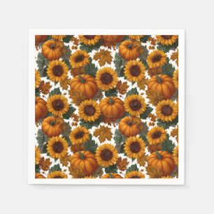 Servilleta De Papel Patrón otoño de calabazas y girasoles