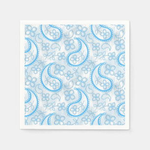 Servilleta De Papel Patrón paisajista blanco gris azul monocromo.