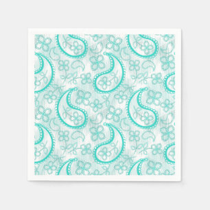 Servilleta De Papel Patrón paisajístico monocromo azul turquesa