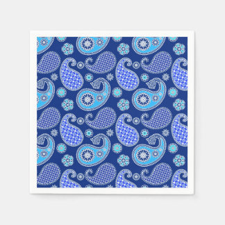 Servilleta De Papel Patrón paisley, azul cobalto y blanco