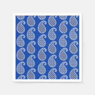 Servilleta De Papel Patrón paisley, azul cobalto y blanco