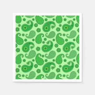 Servilleta De Papel Patrón Paisley, verde limón y esmeralda
