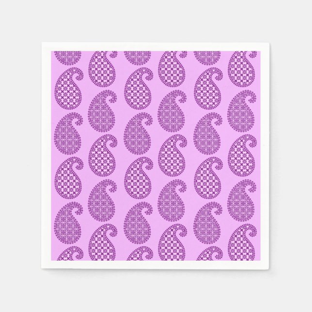 Servilleta De Papel Patrón paisley, violeta y orquídea (Anverso)