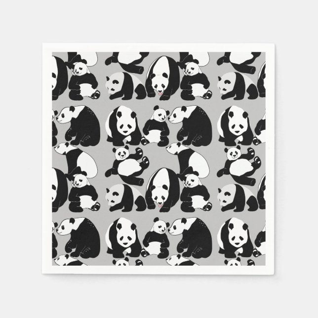 Servilleta De Papel Patrón Panda LGrey BG (Anverso)