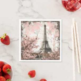 Servilleta De Papel Patrón París rosa vintage
