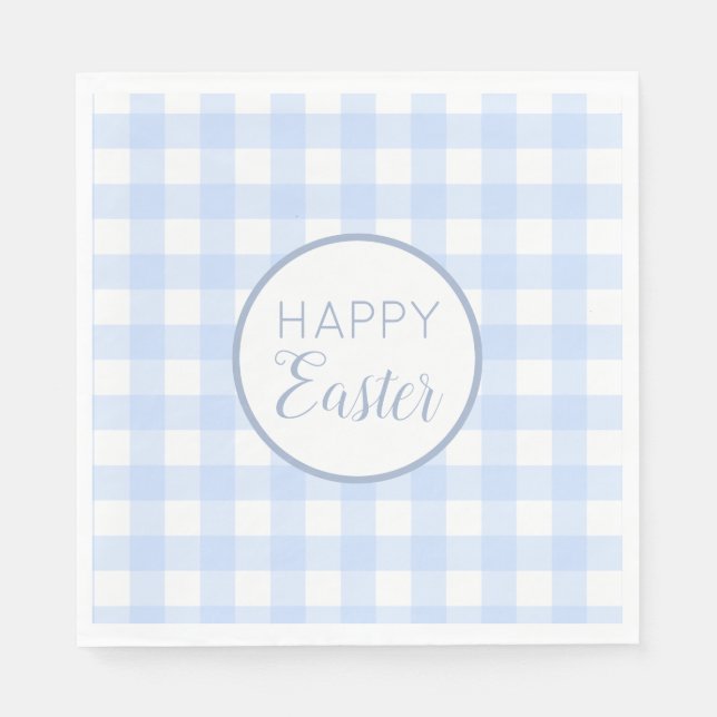 Servilleta De Papel Patrón Pastel Azul Feliz Pascua (Anverso)