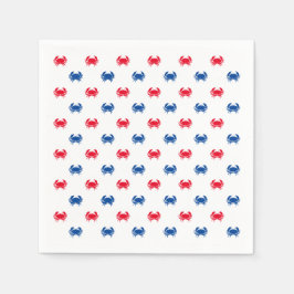 Servilleta De Papel Patrón patriótico de cangrejo blanco y azul