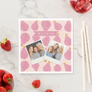 Servilleta De Papel Patrón Personalizado de Pera Rosa Fruta Monada Fem