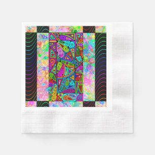Servilleta De Papel Patrón Pintado A Mano Y Digitalmente Art 1