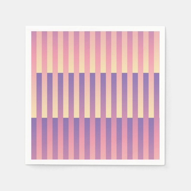 Servilleta De Papel Patrón rayado amarillo morado rosado (Anverso)