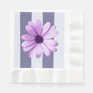Servilleta De Papel patrón rayado con margaritas moradas