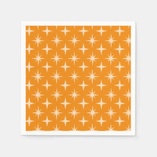 Servilleta De Papel Patrón Retro de Estrellas Atómicas sobre Naranja 