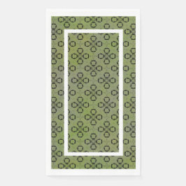 Servilleta De Papel Patrón retro verde y negro monograma