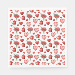 Servilleta De Papel patrón rojo con corazones para el día de San Valen